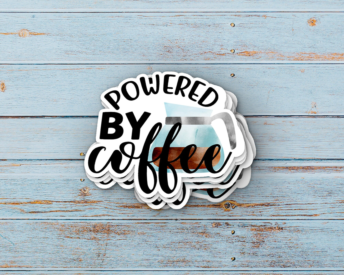 Powered By Coffee Vinyl Sticker | Weatherproof | Matte or Glossy