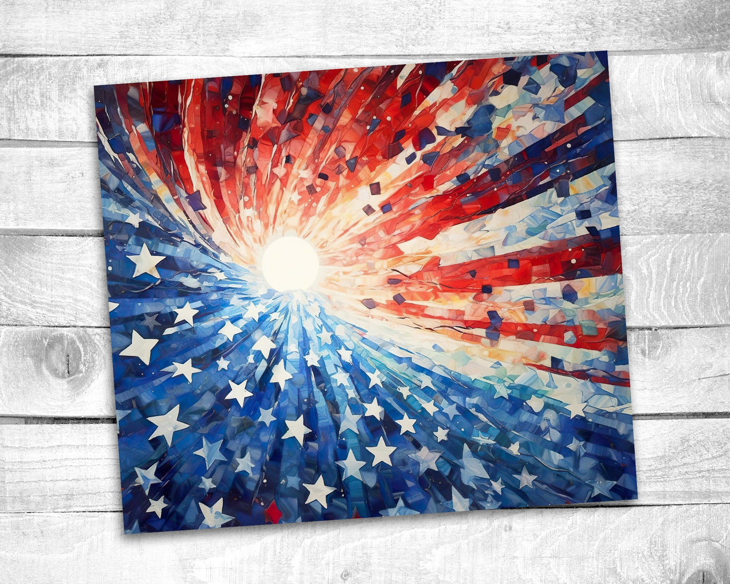 Abstract Flag - 20oz Skinny Straight Tumbler - Stainless Steel - Travel Cup - Gift - Independence Day - Everyday Use