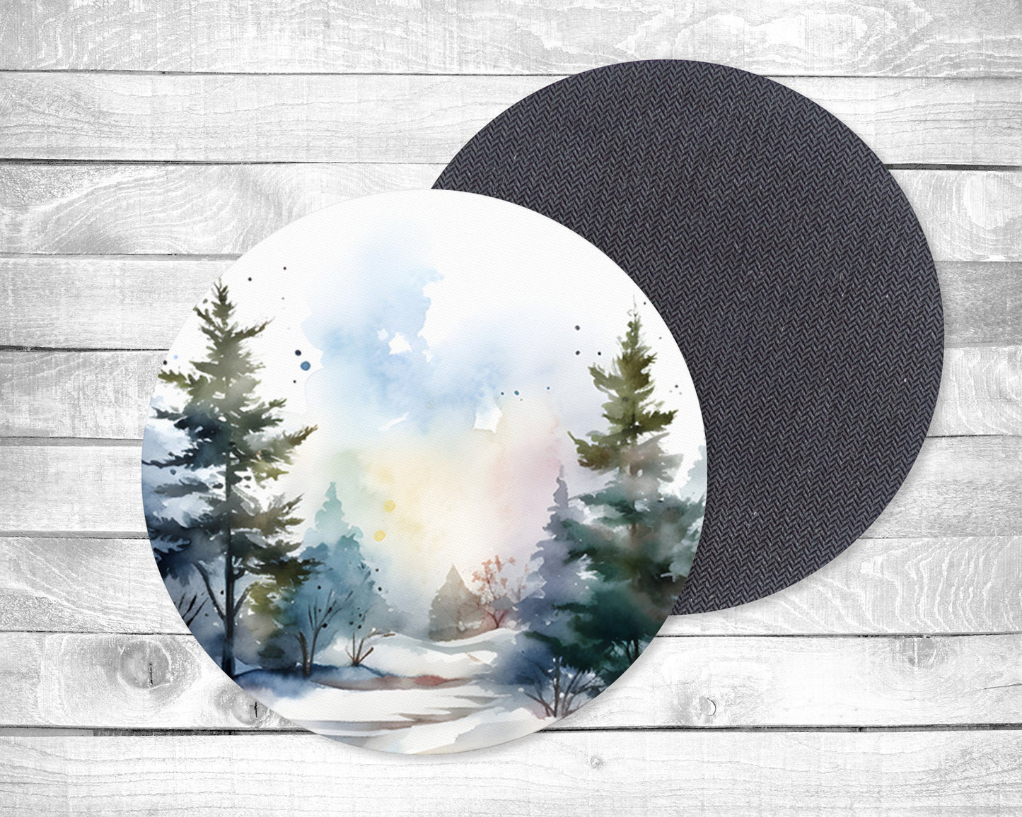 Winter Wonderland Absorbent Drink Coasters - Individual or set of 4 - Non-Slip Base - Neoprene