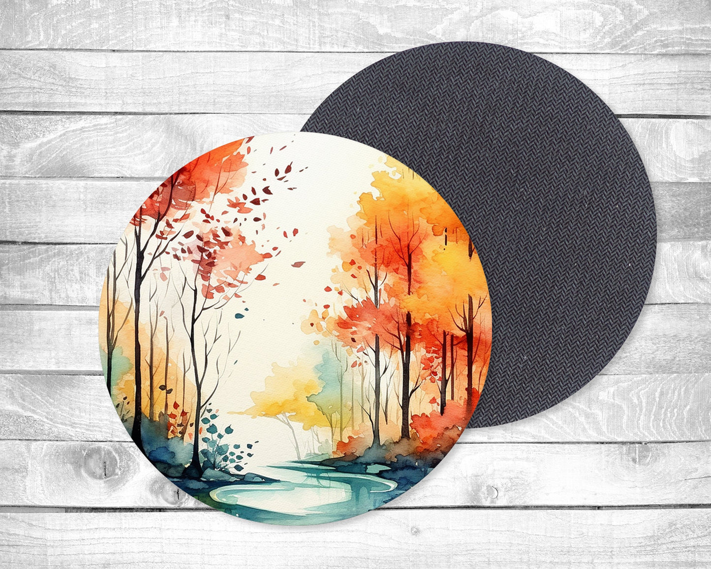Watercolor Fall Absorbent Drink Coasters - Individual or set of 4 - Non-Slip Base - Neoprene