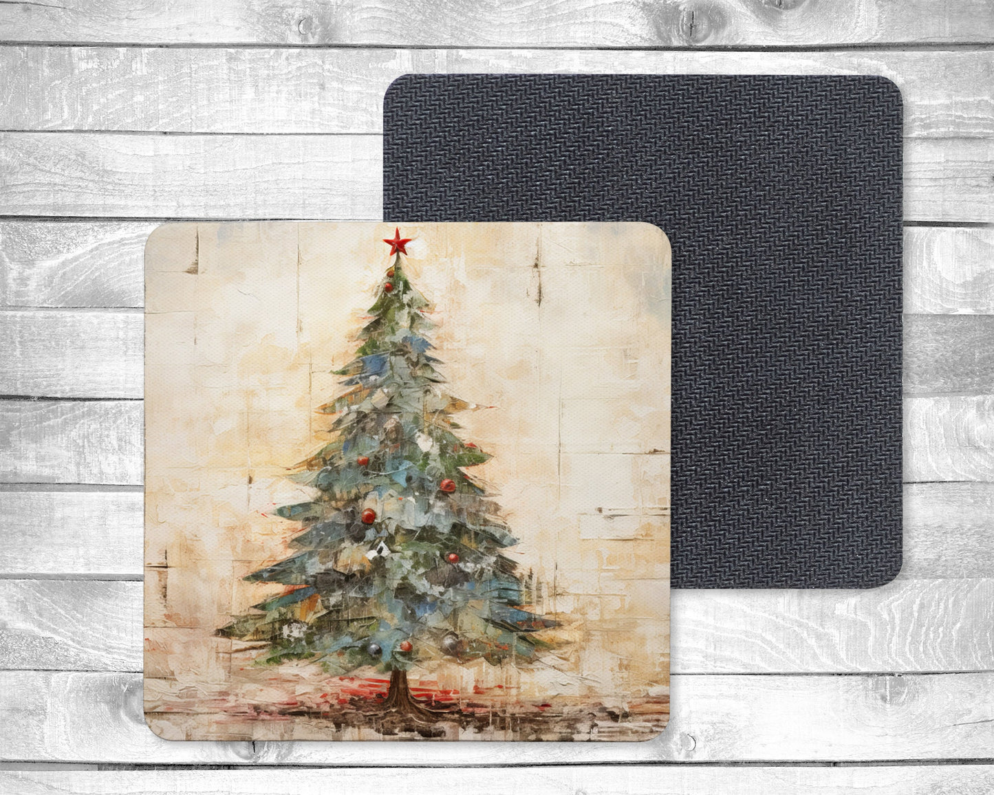 Vintage Christmas Absorbent Drink Coasters - Individual or set of 4 - Non-Slip Base - Neoprene