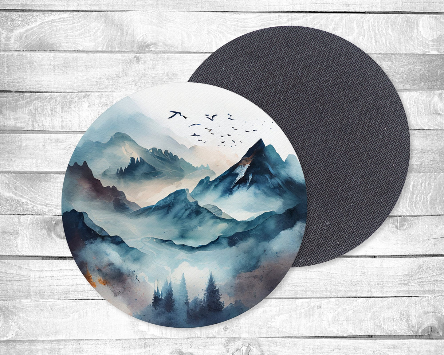 Blue Mountains 2 Absorbent Drink Coasters - Individual or set of 4 - Non-Slip Base - Neoprene