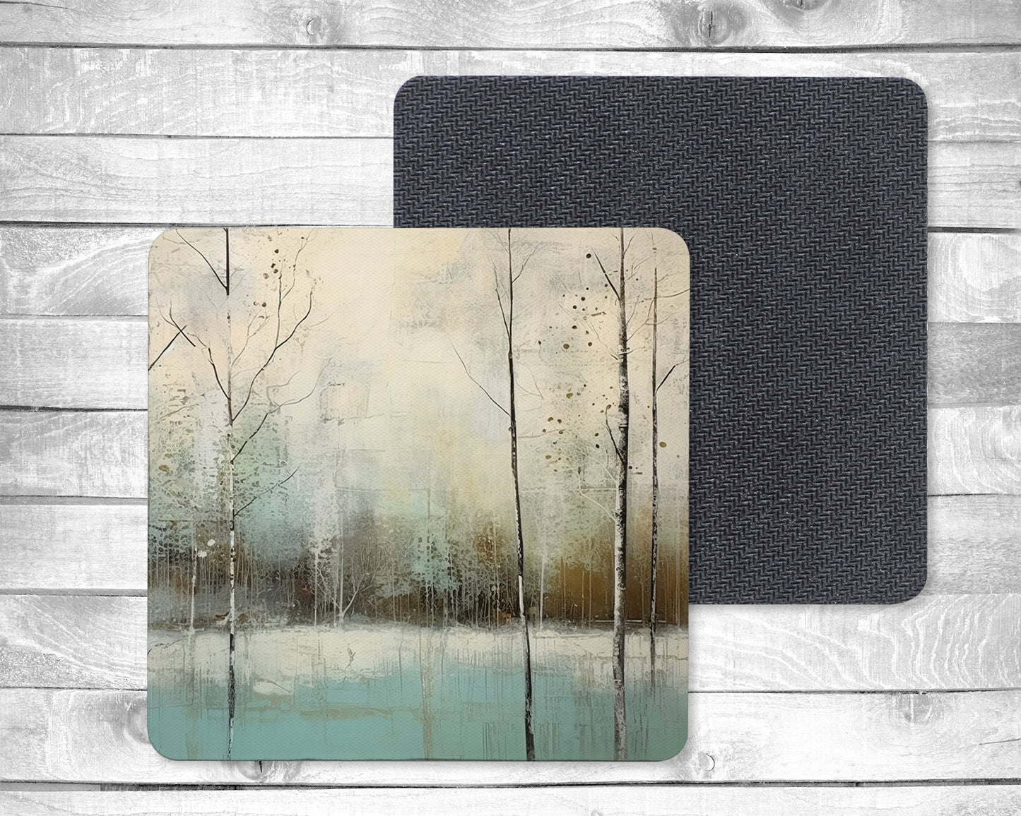 Winter Forest Absorbent Drink Coasters - Individual or set of 4 - Non-Slip Base - Neoprene