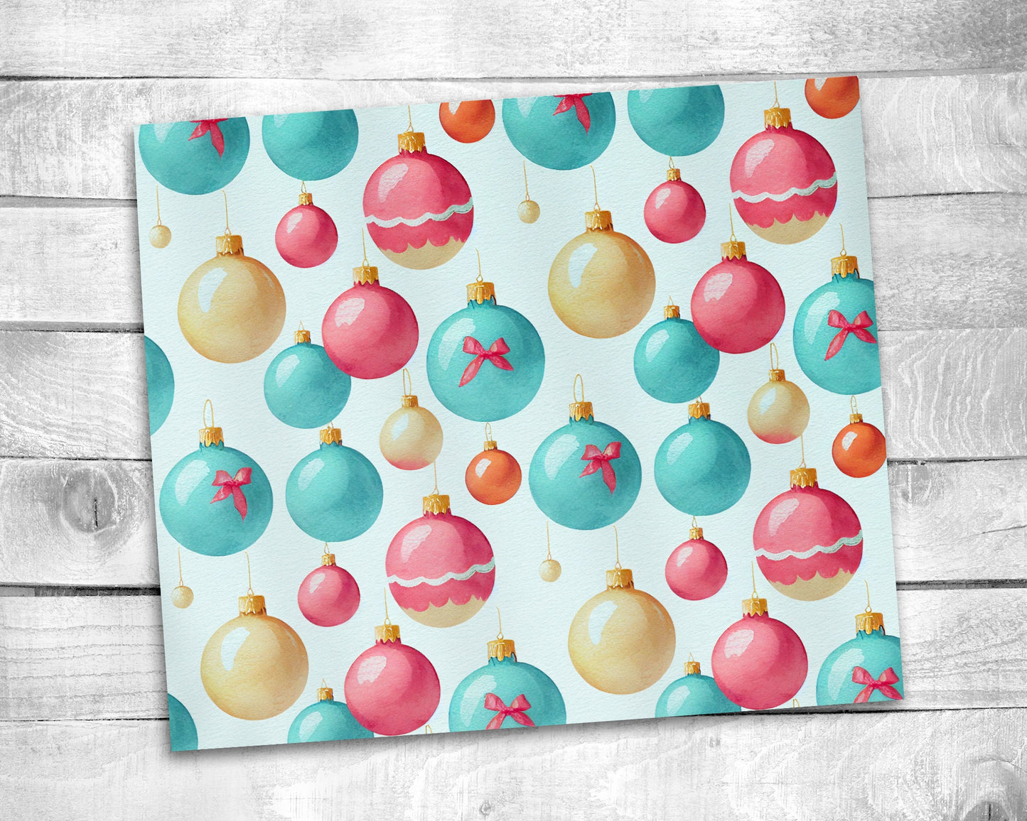 Christmas Bulbs Tumbler - 20oz Skinny Straight Tumbler - Stainless Steel - Travel Cup - Holiday Themed