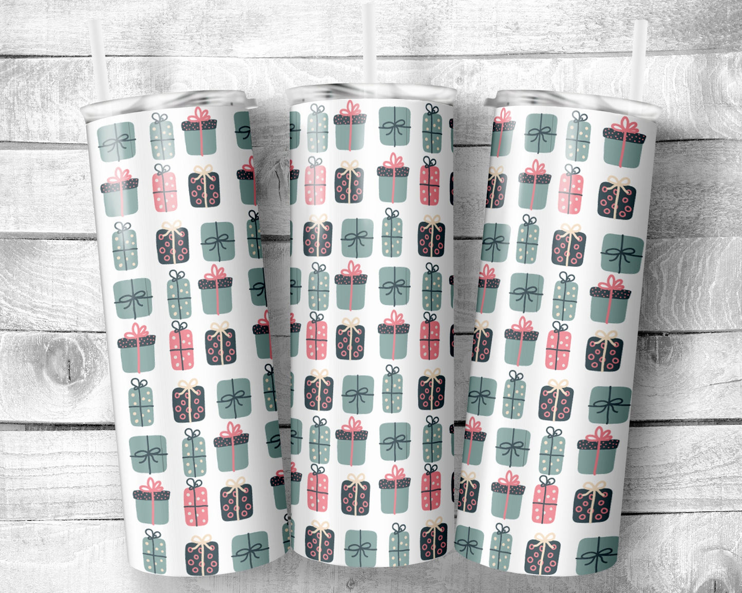 Dainty Christmas Presents Tumbler - 20oz Skinny Straight Tumbler - Stainless Steel - Travel Cup - Holiday Themed