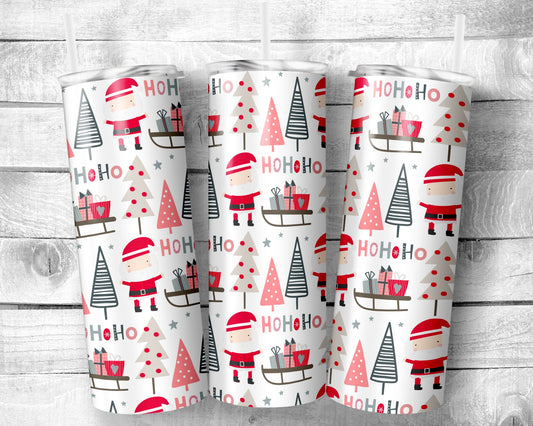 Santa Claus Tumbler - 20oz Skinny Straight Tumbler - Stainless Steel - Travel Cup - Holiday Themed
