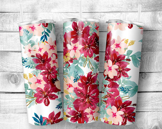 Flowers 5 Tumbler- 20oz Skinny Straight Tumbler - Stainless Steel - Travel Cup - Gift - Everyday Use