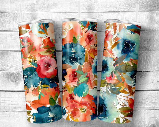 Flowers 6 Tumbler- 20oz Skinny Straight Tumbler - Stainless Steel - Travel Cup - Gift - Everyday Use