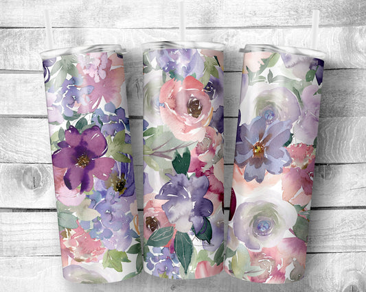 Flowers 7 Tumbler- 20oz Skinny Straight Tumbler - Stainless Steel - Travel Cup - Gift - Everyday Use