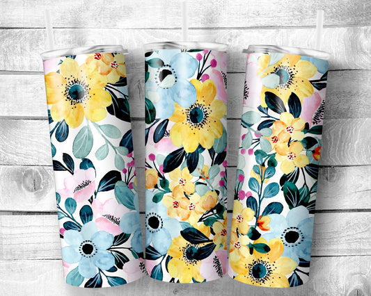 Flowers 13 Tumbler- 20oz Skinny Straight Tumbler - Stainless Steel - Travel Cup - Gift - Everyday Use
