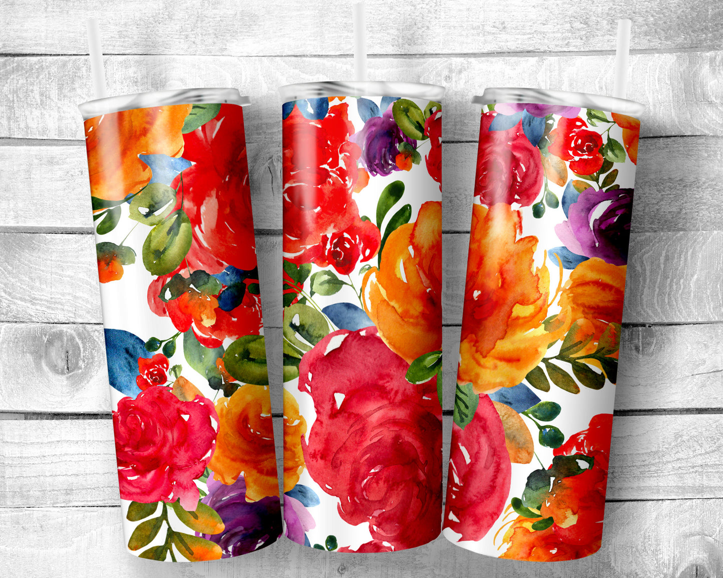 Flowers 14 Tumbler- 20oz Skinny Straight Tumbler - Stainless Steel - Travel Cup - Gift - Everyday Use