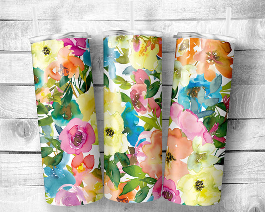 Flowers 1 Tumbler- 20oz Skinny Straight Tumbler - Stainless Steel - Travel Cup - Gift - Everyday Use