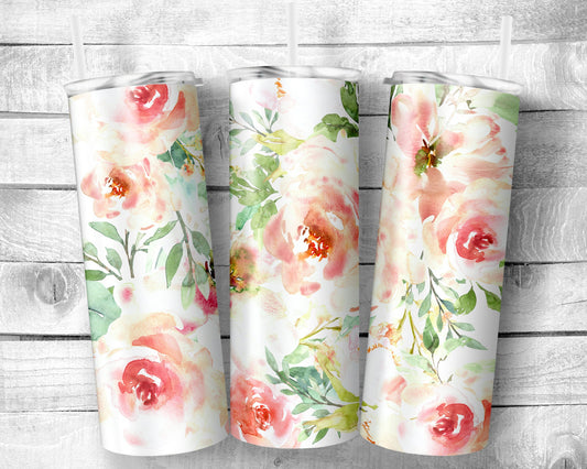 Flowers 4 Tumbler- 20oz Skinny Straight Tumbler - Stainless Steel - Travel Cup - Gift - Everyday Use