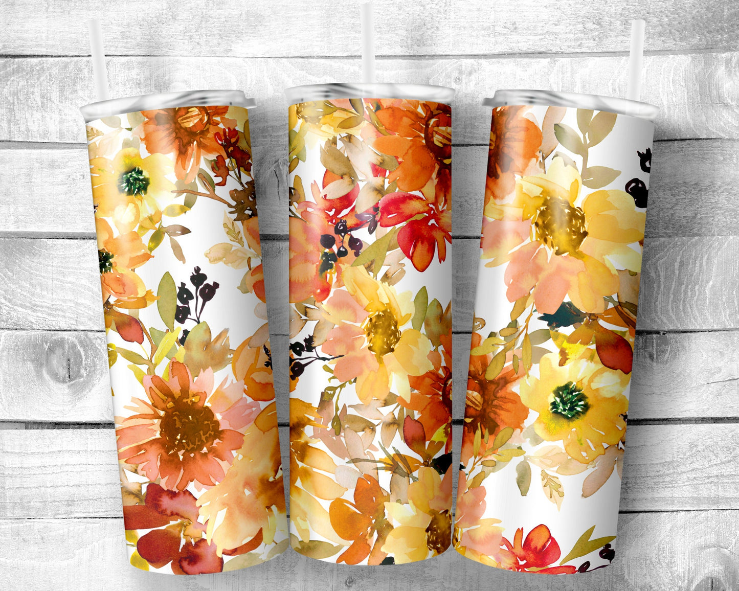 Flowers 10 Tumbler- 20oz Skinny Straight Tumbler - Stainless Steel - Travel Cup - Gift - Everyday Use