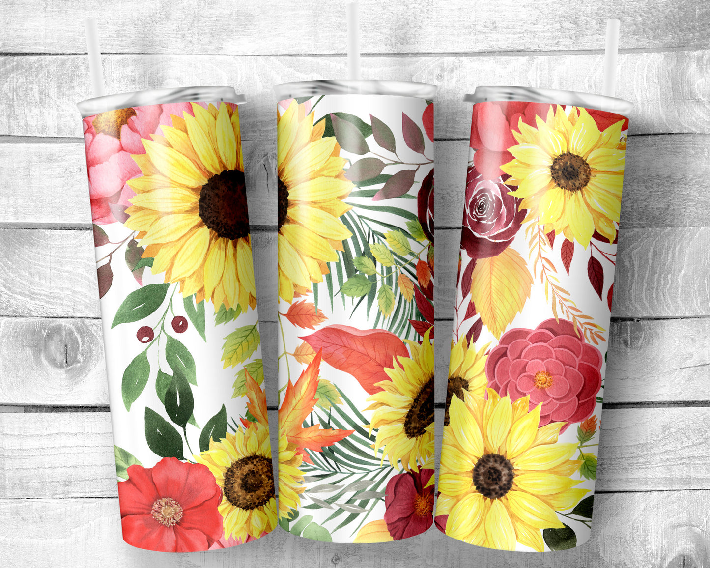 Flowers 11 Tumbler- 20oz Skinny Straight Tumbler - Stainless Steel - Travel Cup - Gift - Everyday Use