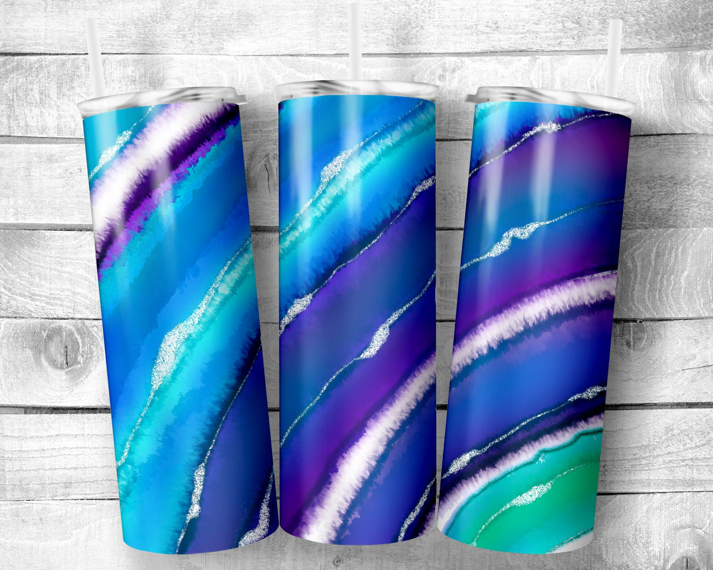 Blue Stripes Tumbler- 20oz Skinny Straight Tumbler - Stainless Steel - Travel Cup - Gift - Everyday Use