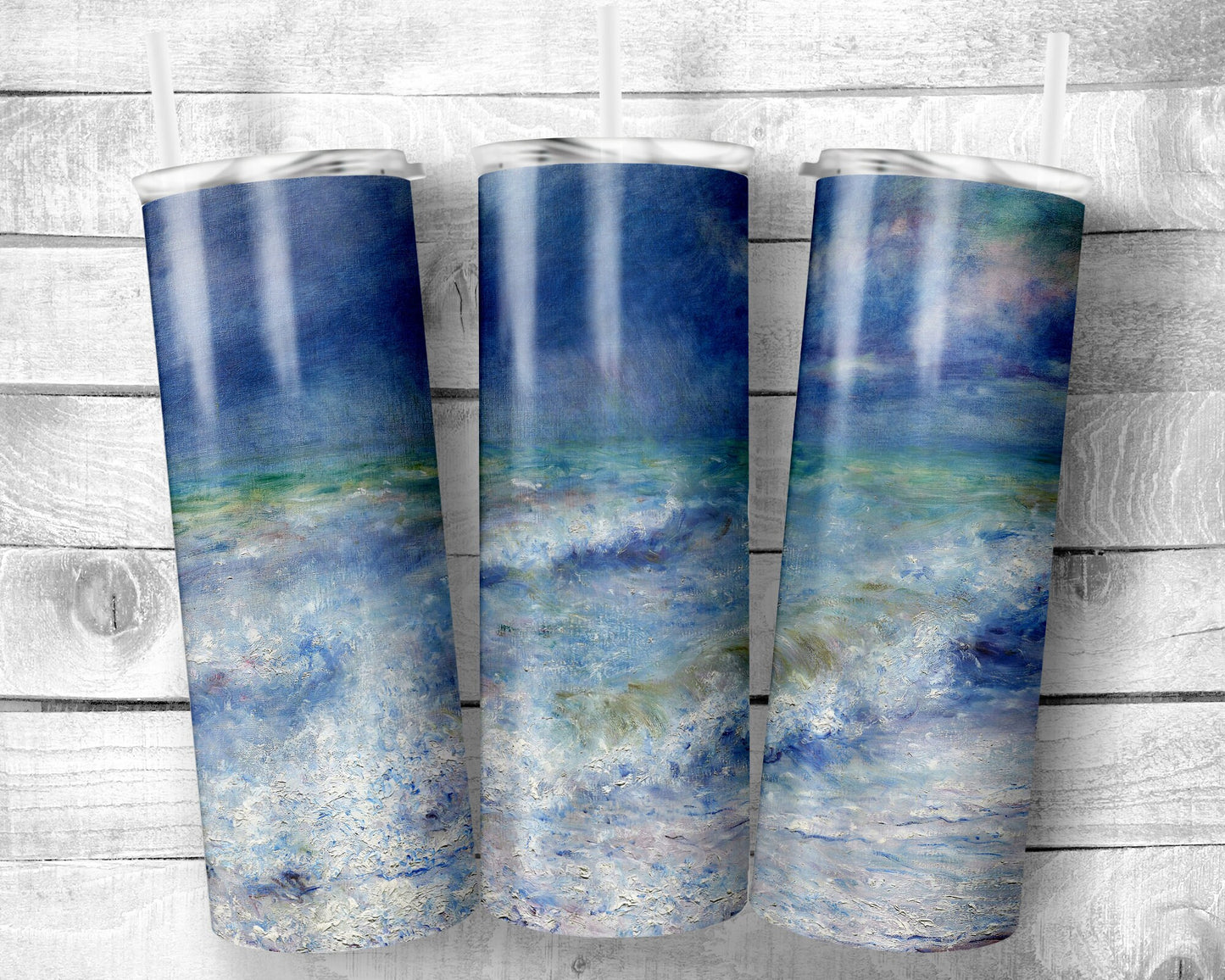 Seascape Tumbler- 20oz Skinny Straight Tumbler - Stainless Steel - Travel Cup - Gift - Everyday Use
