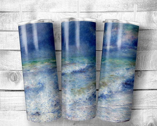 Seascape Tumbler- 20oz Skinny Straight Tumbler - Stainless Steel - Travel Cup - Gift - Everyday Use
