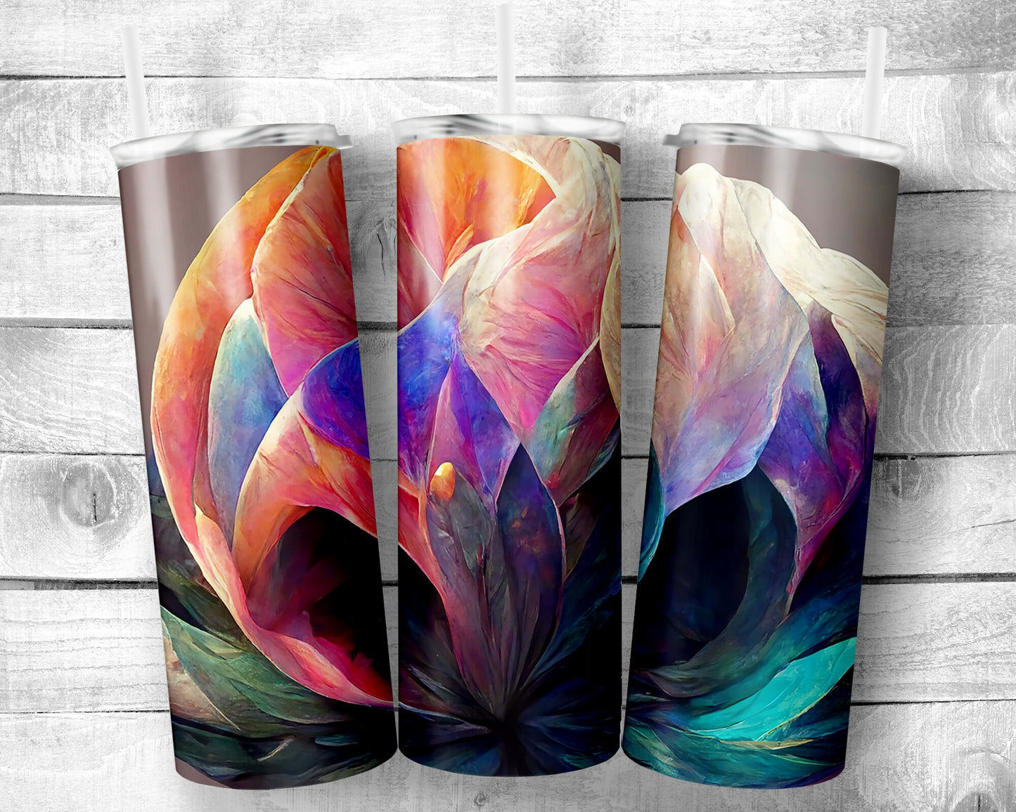 Flowers 15 Tumbler- 20oz Skinny Straight Tumbler - Stainless Steel - Travel Cup - Gift - Everyday Use