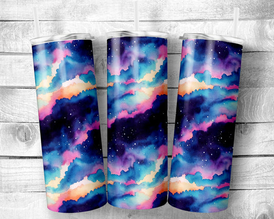 Abstract Watercolor Galaxy Tumbler - 20oz Skinny Straight Tumbler - Stainless Steel - Travel Cup - Gift - Everyday Use
