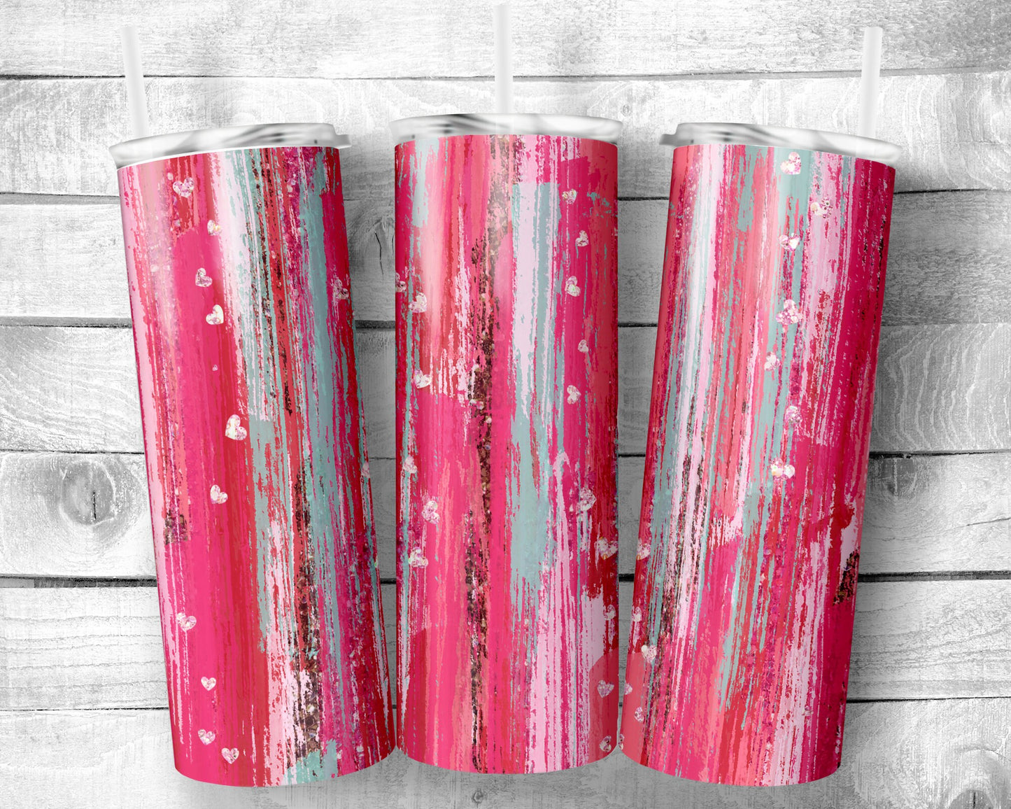 Abstract Valentine Colors Tumbler - 20oz Skinny Straight Tumbler - Stainless Steel - Travel Cup - Gift - Everyday Use