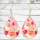 Watercolor Flowers Pierced Earrings - Permanent Design - Silver or Gold Hardware