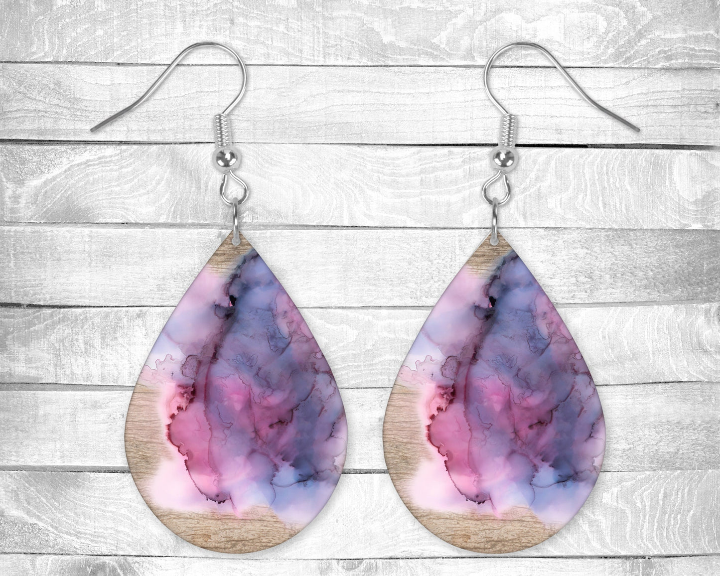 Purple Smoke Pierced Earrings - Permanent Design - Silver or Gold Hardware