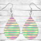 80's Retro Stripes Pierced Earrings - Permanent Design - Silver or Gold Hardware