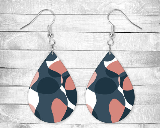 Abstract Design Pierced Earrings - Permanent Design - Silver or Gold Hardware