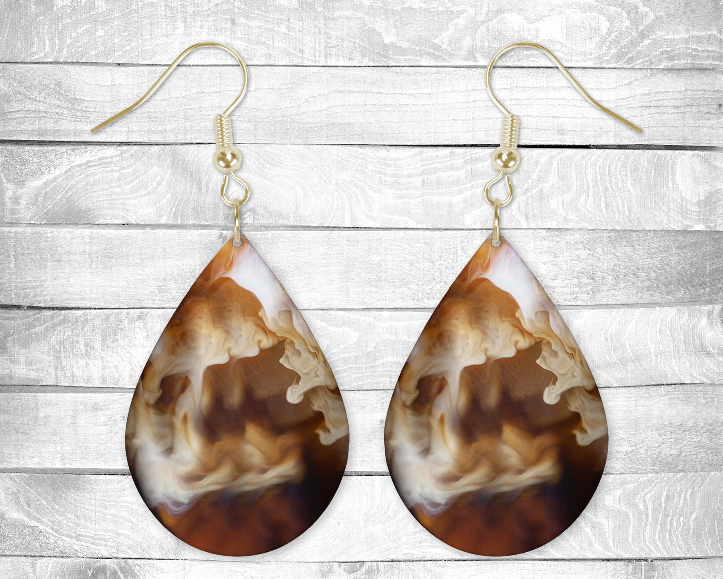 Coffee Pierced Earrings - Permanent Design - Silver or Gold Hardware