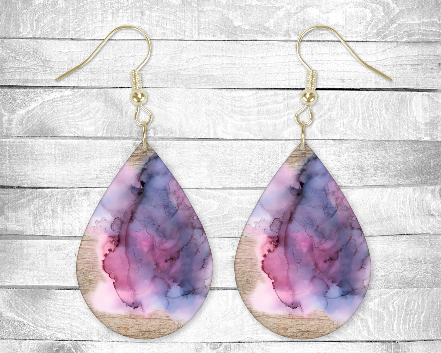 Purple Smoke Pierced Earrings - Permanent Design - Silver or Gold Hardware