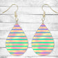 80's Retro Stripes Pierced Earrings - Permanent Design - Silver or Gold Hardware