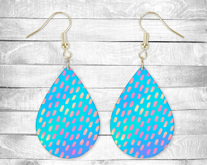 80's Retro Dots Pierced Earrings - Permanent Design - Silver or Gold Hardware