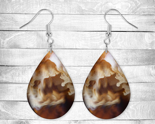 Coffee Pierced Earrings - Permanent Design - Silver or Gold Hardware