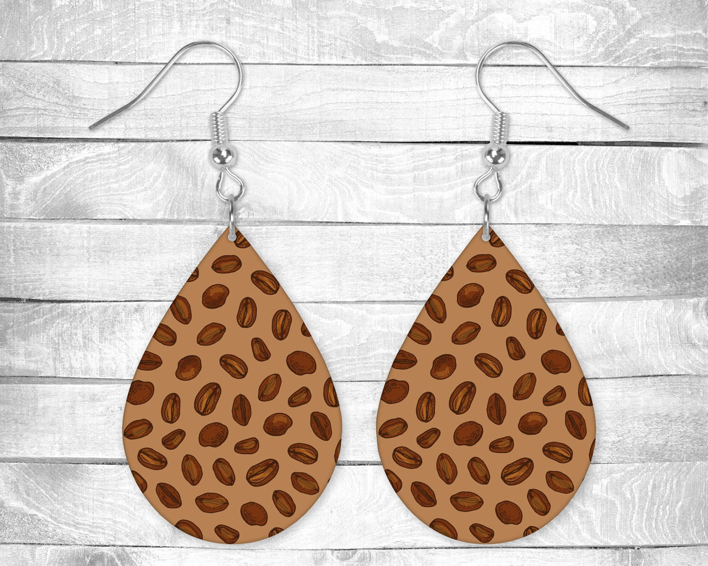 Coffee Beans Pierced Earrings - Permanent Design - Silver or Gold Hardware