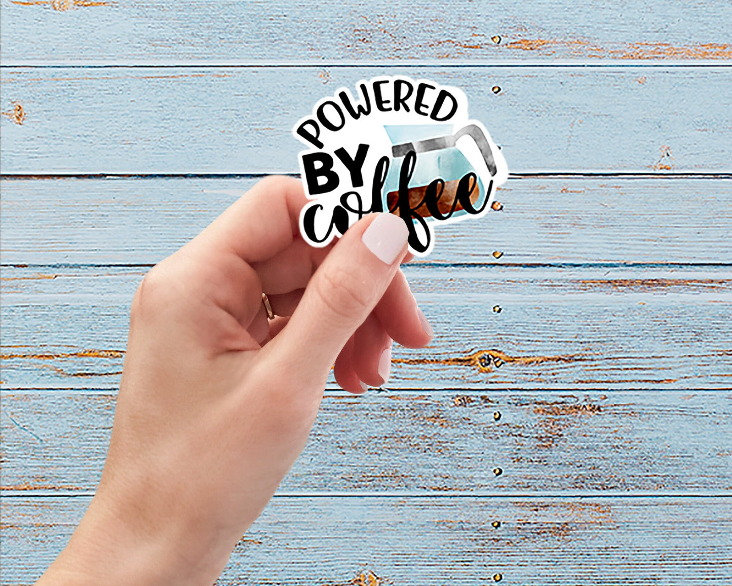 Powered By Coffee Vinyl Sticker | Weatherproof | Matte or Glossy
