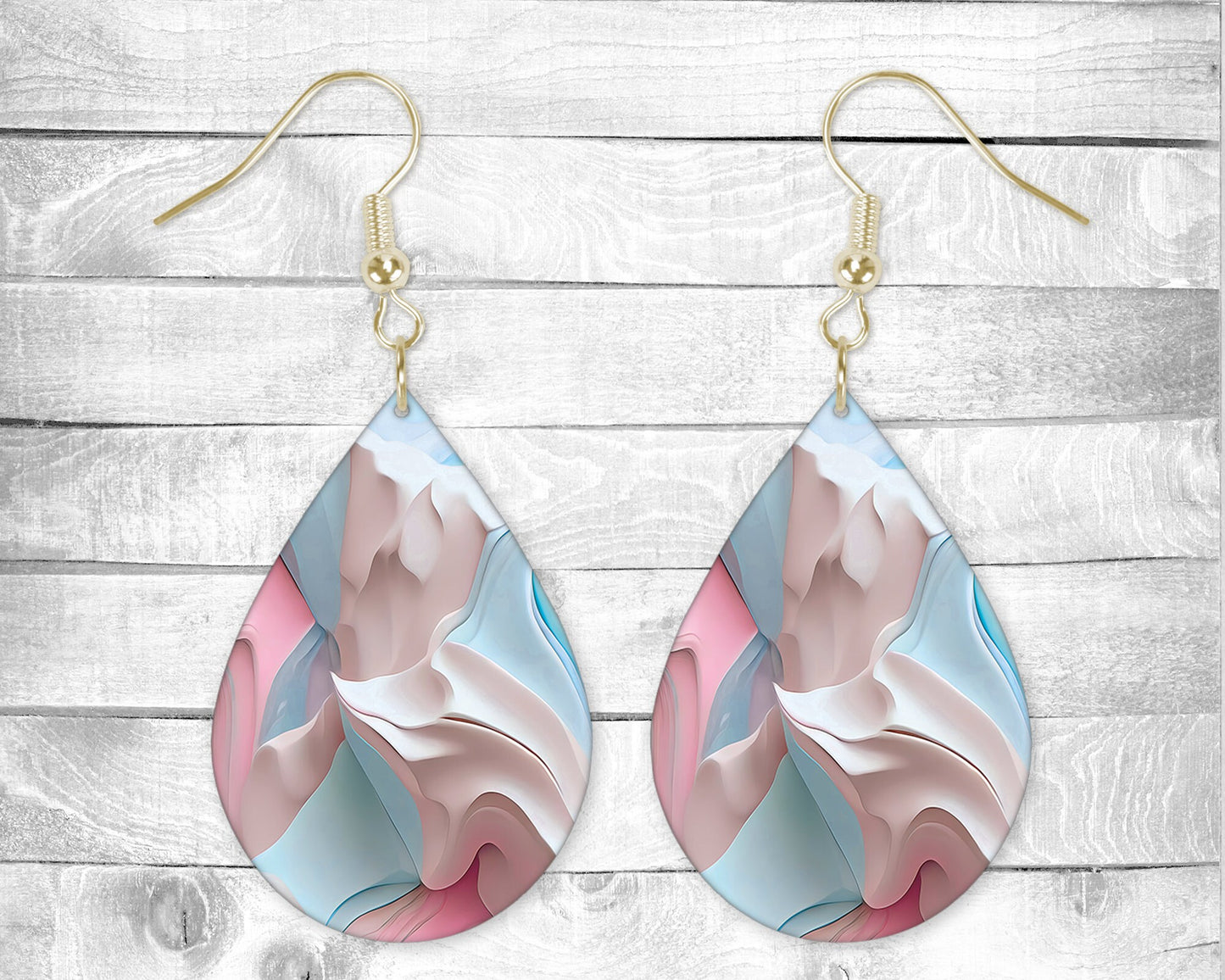 Pastel Abstract Pierced Earrings - Permanent Design - Silver or Gold Hardware