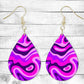 Purple Abstract Swirls Pierced Earrings - Permanent Design - Silver or Gold Hardware
