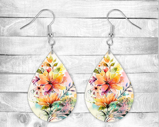 Warm Spring Flowers Pierced Earrings - Permanent Design - Silver or Gold Hardware
