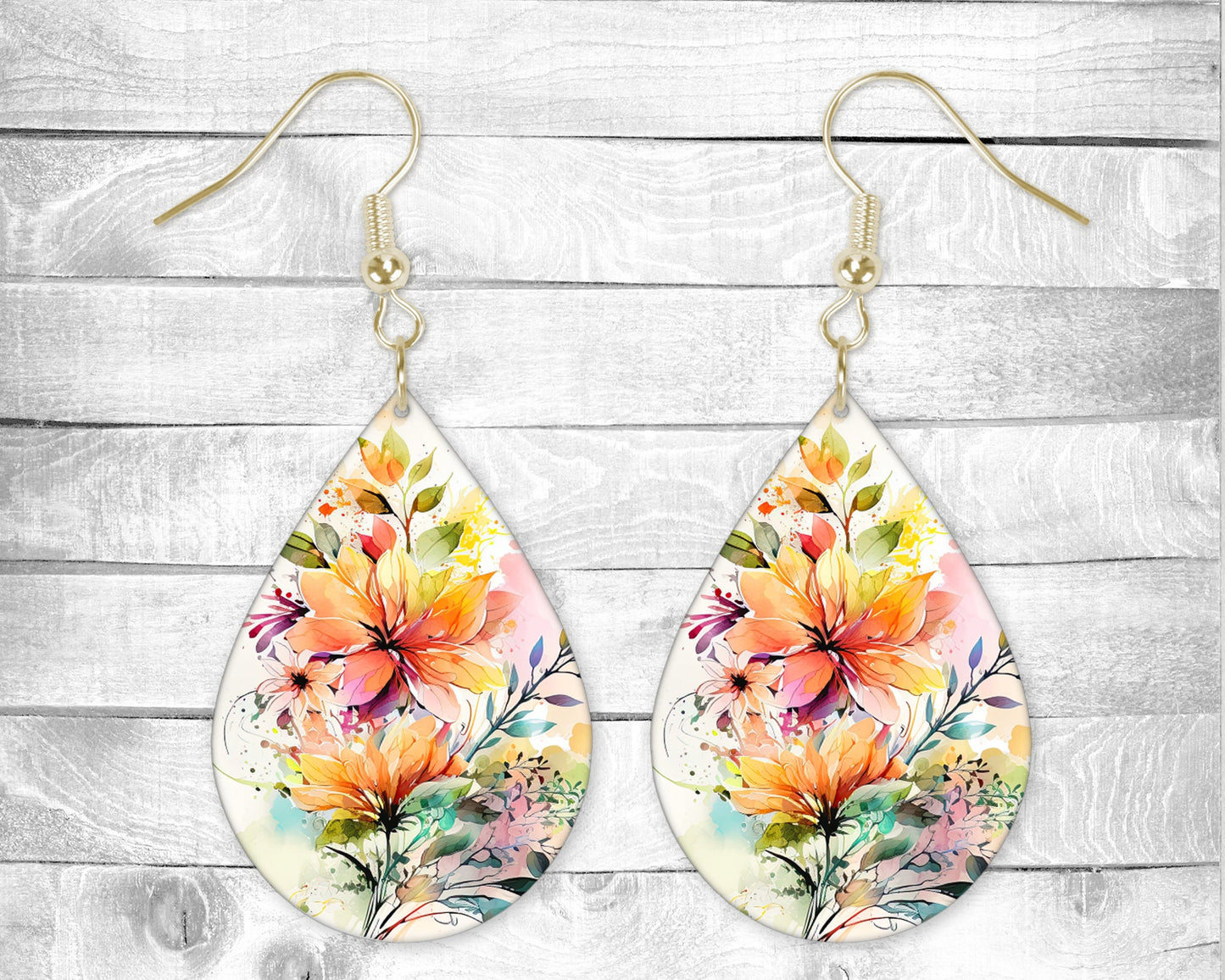 Warm Spring Flowers Pierced Earrings - Permanent Design - Silver or Gold Hardware