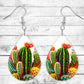 Colorful Cactus Pierced Earrings - Permanent Design - Silver or Gold Hardware