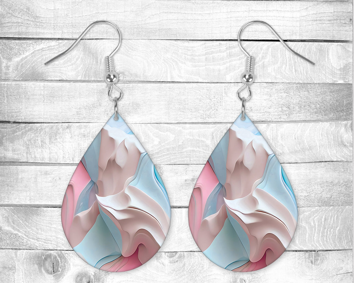 Pastel Abstract Pierced Earrings - Permanent Design - Silver or Gold Hardware