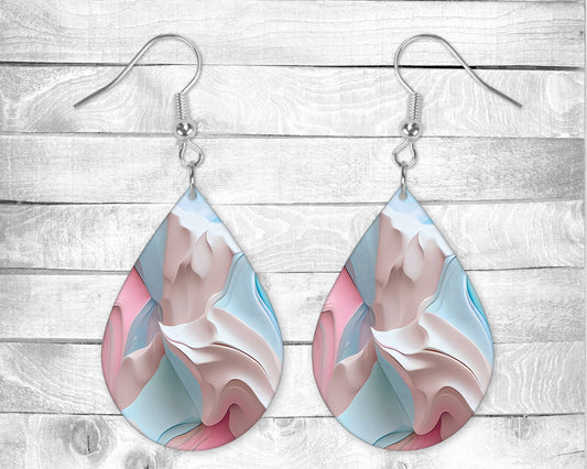 Pastel Abstract Pierced Earrings - Permanent Design - Silver or Gold Hardware