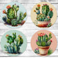 Cactus Absorbent Drink Coasters - Individual or set of 4 - Non-Slip Base - Neoprene
