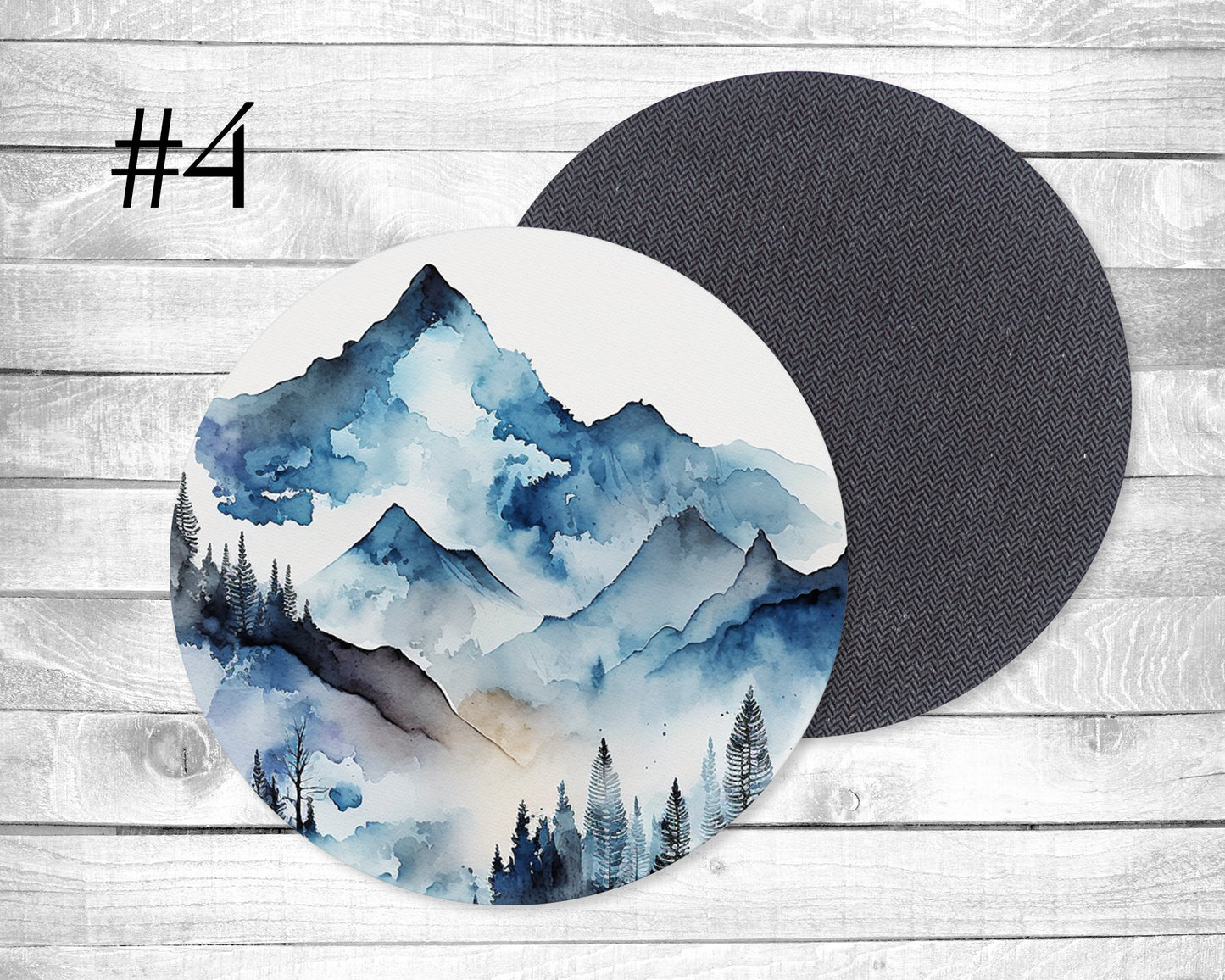 Blue Mountains Absorbent Drink Coasters - Individual or set of 4 - Non-Slip Base - Neoprene