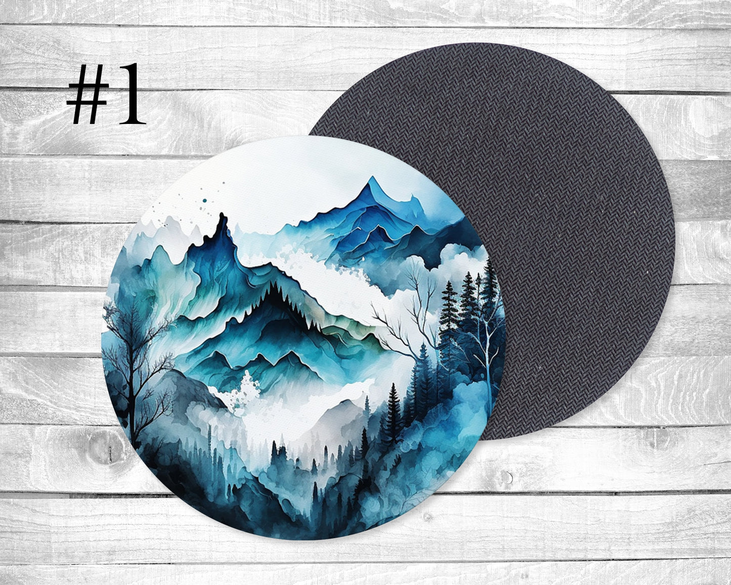 Blue Mountains Absorbent Drink Coasters - Individual or set of 4 - Non-Slip Base - Neoprene