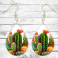 Colorful Cactus Pierced Earrings - Permanent Design - Silver or Gold Hardware