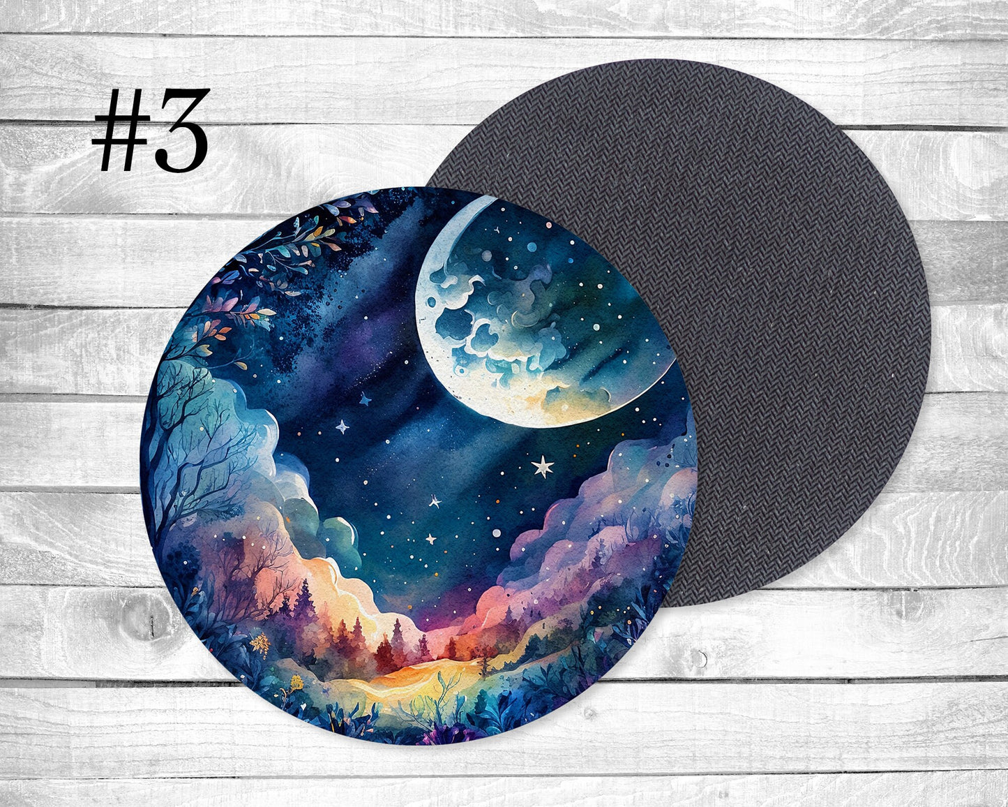 Mystical Moon Absorbent Drink Coasters - Individual or set of 4 - Non-Slip Base - Neoprene
