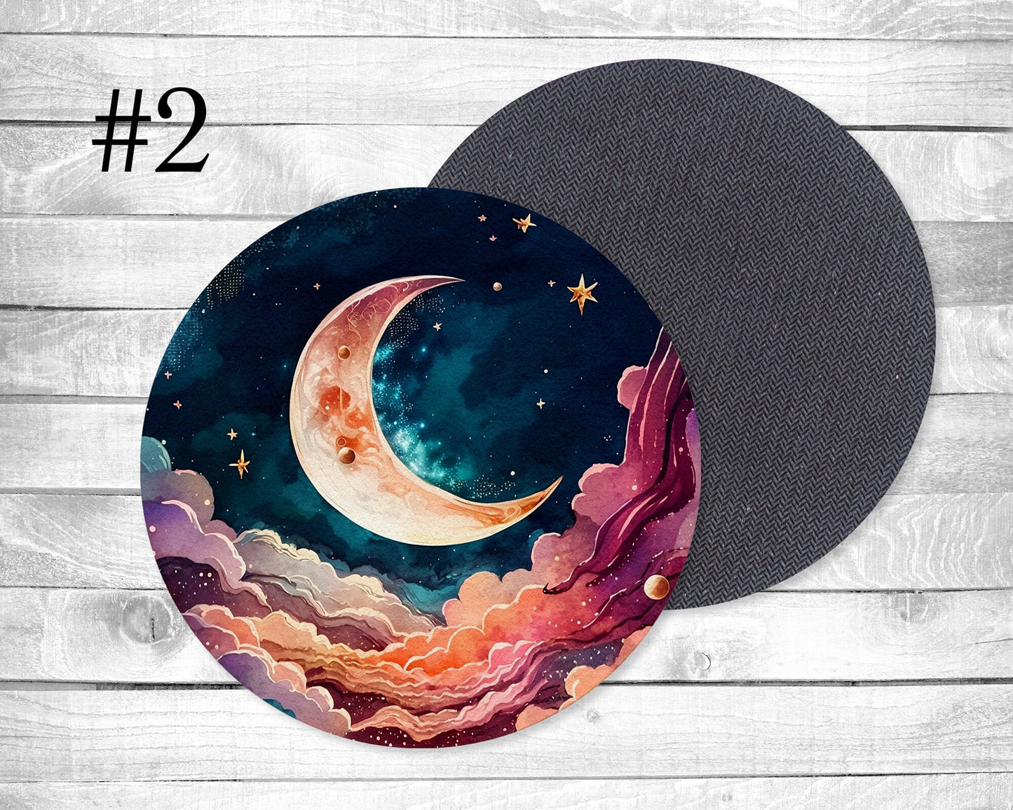 Mystical Moon Absorbent Drink Coasters - Individual or set of 4 - Non-Slip Base - Neoprene