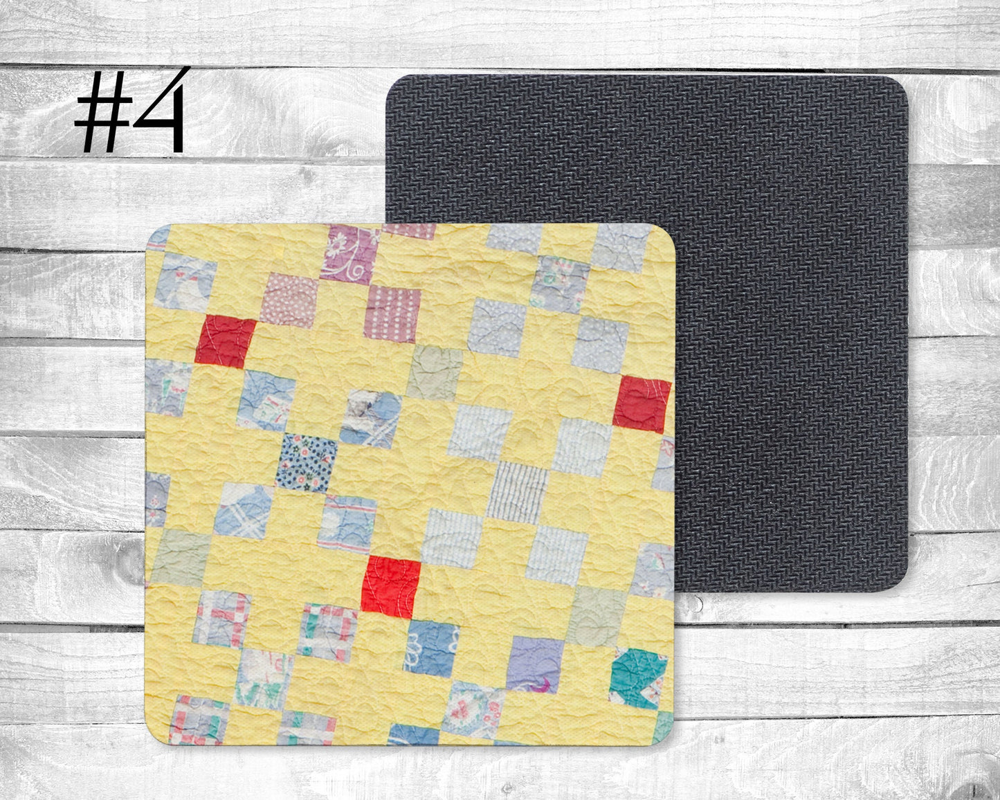 Quilting Fun Absorbent Drink Coasters - Individual or set of 4 - Non-Slip Base - Neoprene